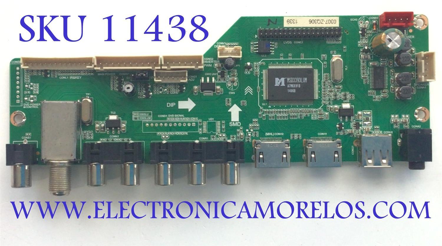 MAIN PARA TV RCA / NUMERO DE PARTE 55120RE01M3393LNA5-P5 / LD.M3393B / MK-RE01-140307-ZQ306 / MOLEDO MK-RE01-140307-ZQ306
